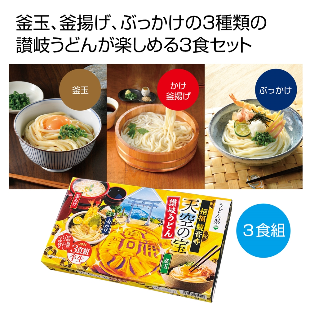 天空の宝 味くらべ讃岐半生うどん3食組