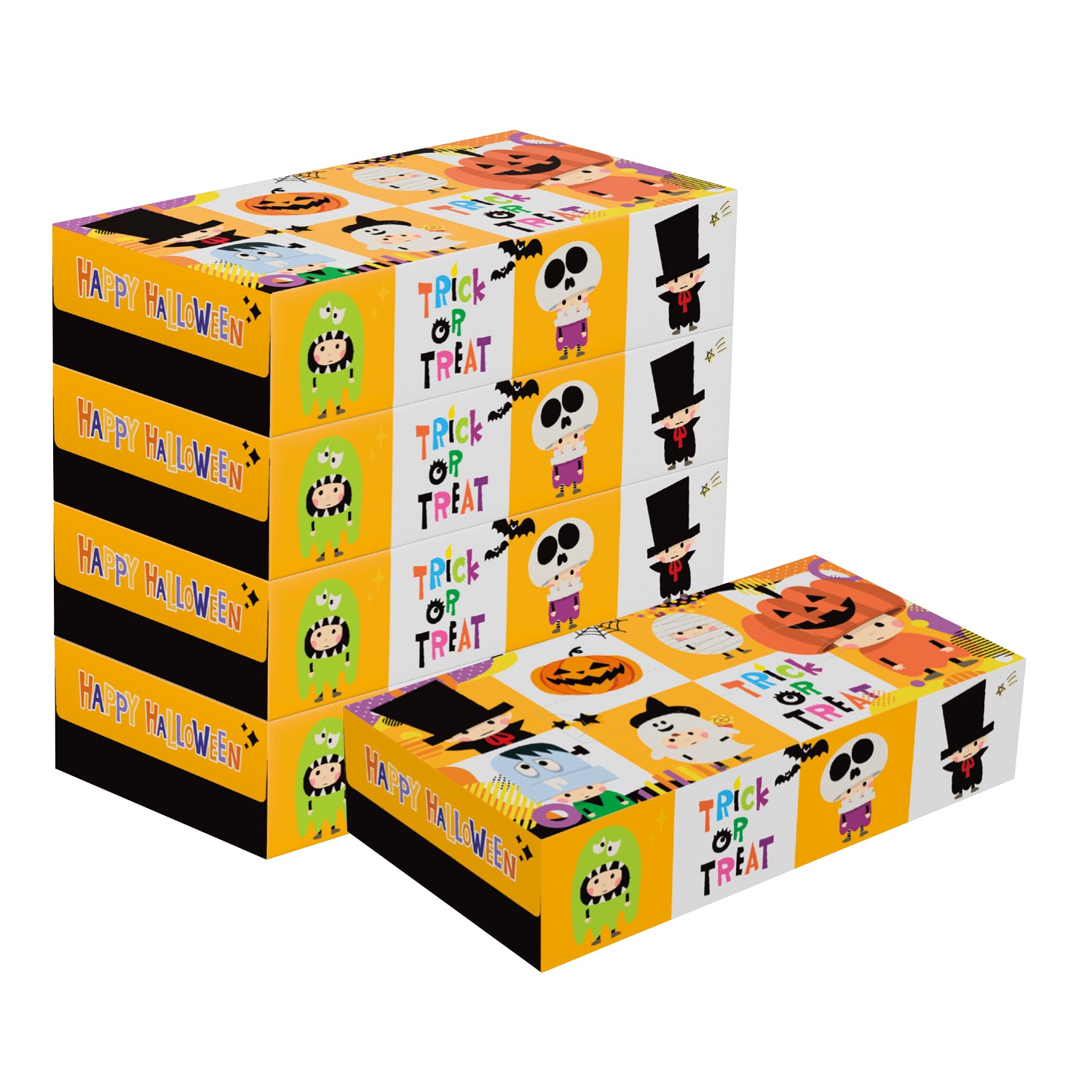 ハッピーハロウィンBOXティッシュ100W5個組