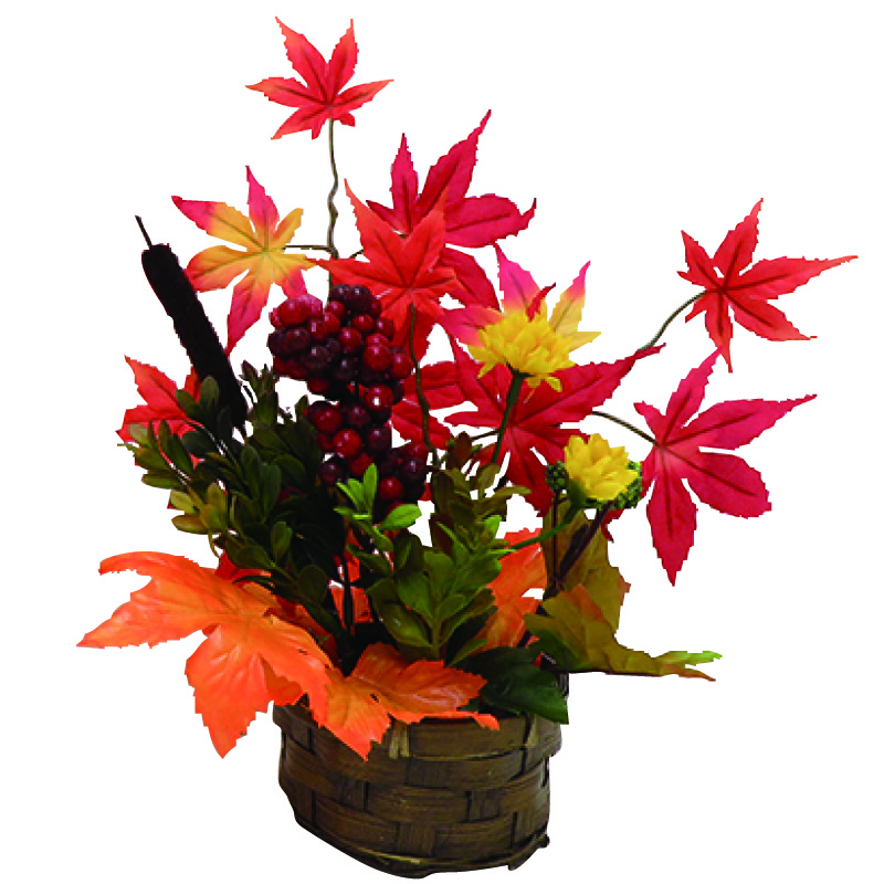 紅葉盛カゴアレンジ レッド