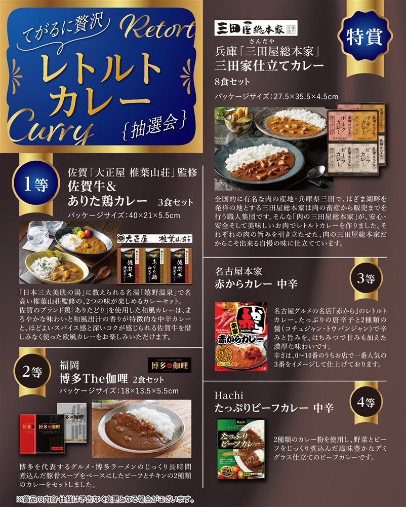 てがるに贅沢　レトルトカレー抽選会１００人用