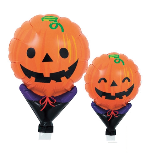 ハロウィン手持ちバルーン１本（スマイリーパンプキン）