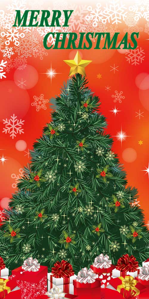 ボタン付きタペストリー レッドクリスマス