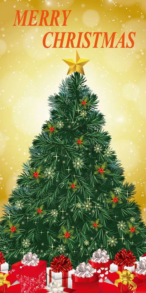 ボタン付きタペストリー ゴールドクリスマス
