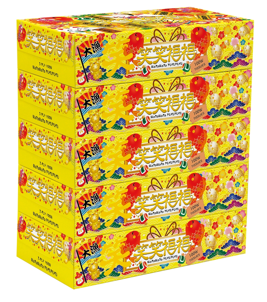 笑笑福福BOXティッシュ100W5個組