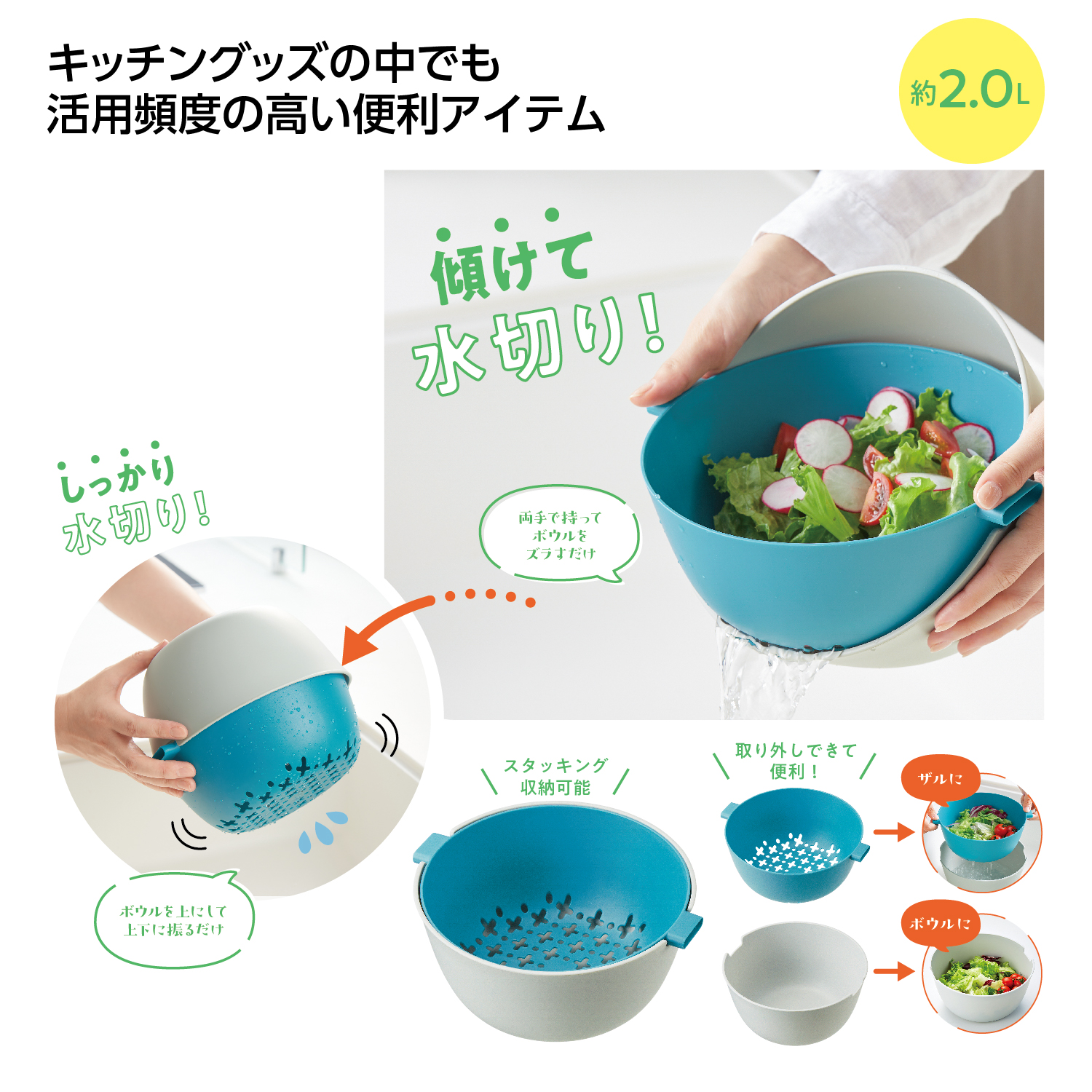 水切りざる&ボウルセット