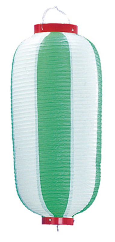 ビニール九長提灯(輸入) 緑/白