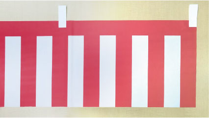 防炎ポンジ紅白幕 H35×W360cm 上チチ付