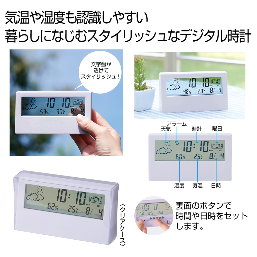 クリアスクリーン多機能デジタル時計