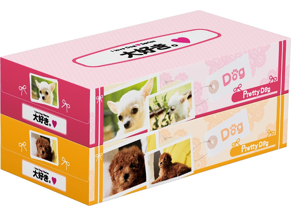 プリティドッグBOXティッシュ130W2個組