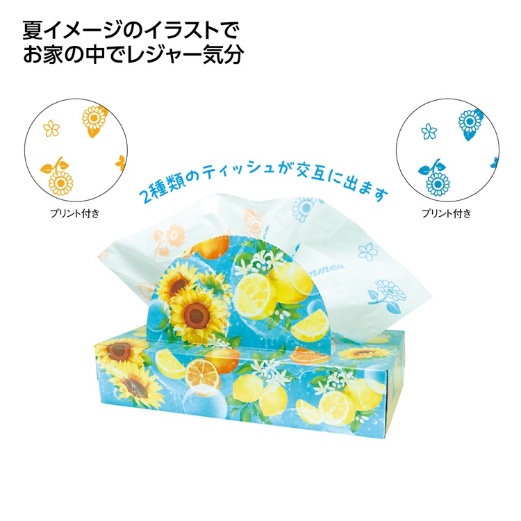 夏柄BOXティッシュ120W ビタミンサマー
