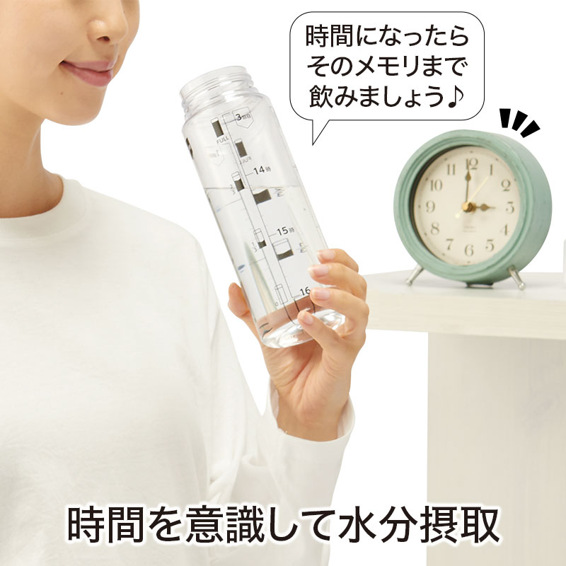 脱水症対策 時間メモリ付きボトル 500ml