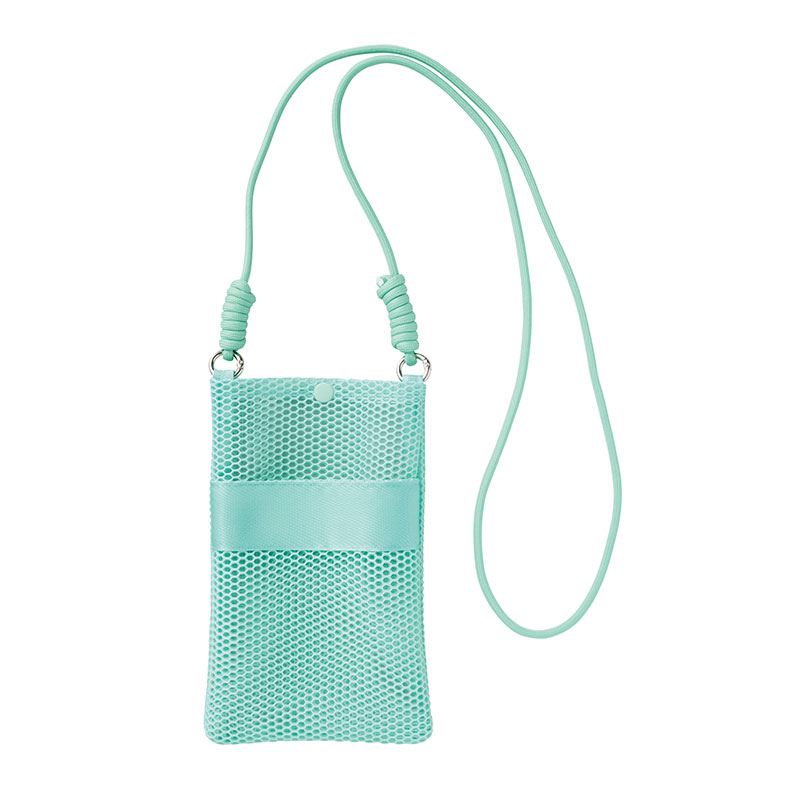 カラモ ペットボトルホルダーにもなるメッシュサコッシュ ミントグリーン