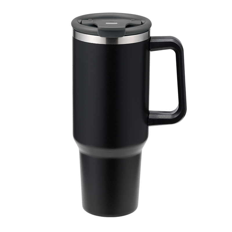 カラモ ハンドル付き真空ステンレスビッグタンブラー 1.2L ブラック