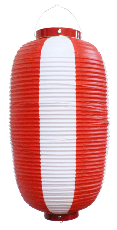 ビニール九長提灯 赤/白