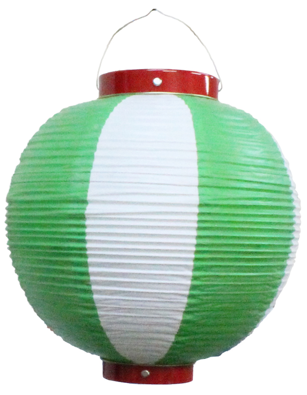 ビニール尺丸提灯 緑/白