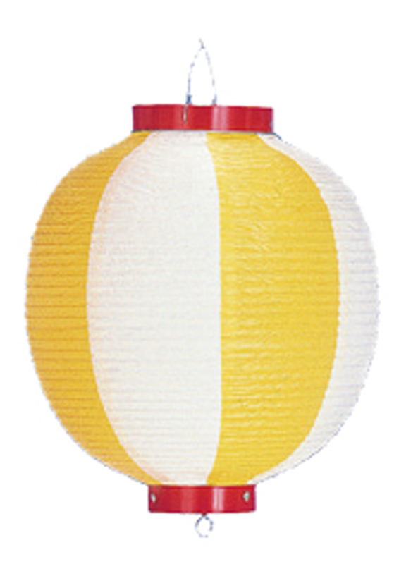 ビニール尺丸提灯 黄/白