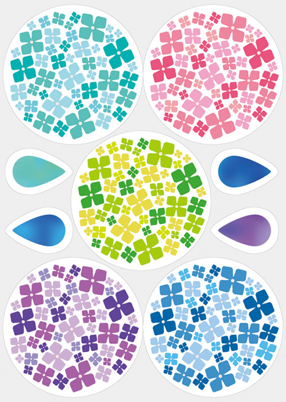 ウィンドウステッカー(小)あじさい