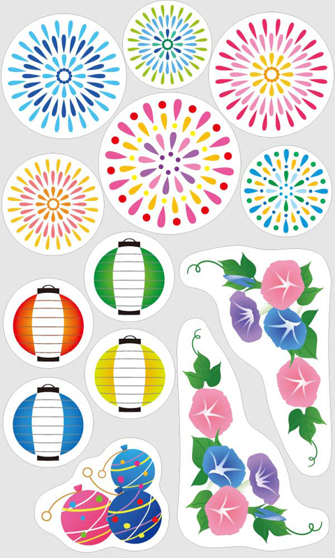 ウィンドウステッカー お祭花火