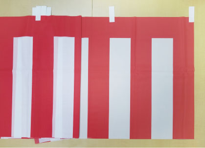 防炎ポンジ紅白幕 H35×W360cm 上チチ付