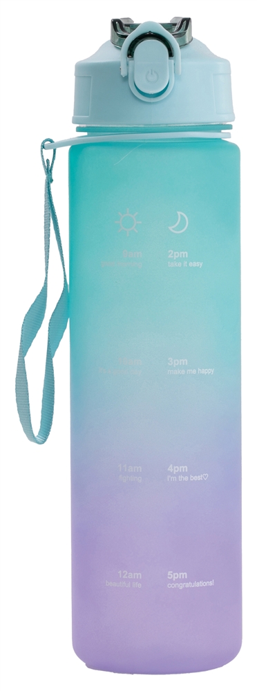 ストロー付きタイムマーカーボトル1本（グリーン×パープル）