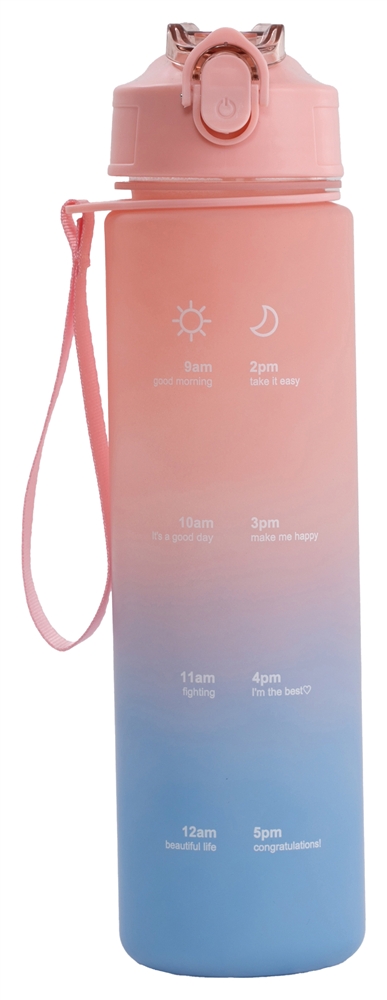 ストロー付きタイムマーカーボトル１本（ピンク×ブルー）