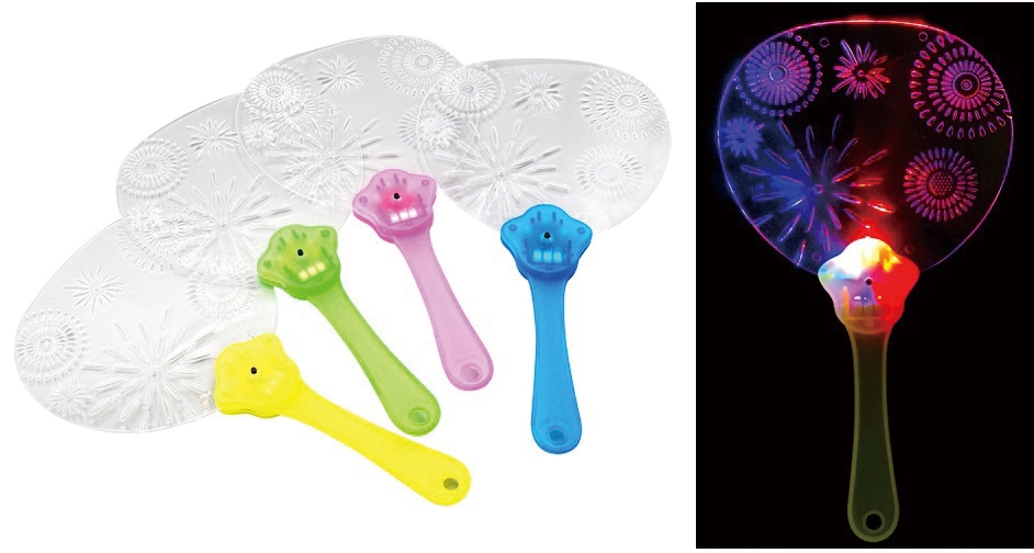 光るうちわ　花火柄１個