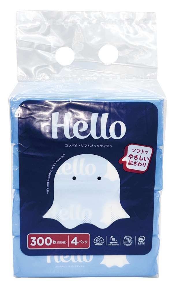 ハローコンパクトソフトパックティシュ１５０Ｗ４個組