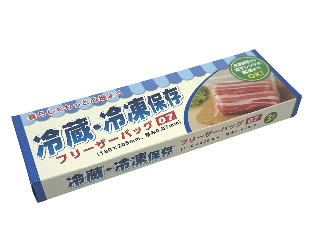 冷蔵・冷凍保存フリーザーバッグＭ３枚