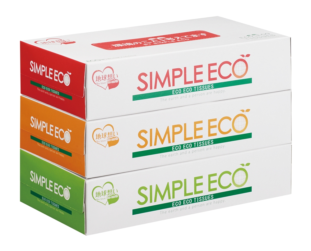 シンプルエコＢＯＸティッシュ１００Ｗ３個組
