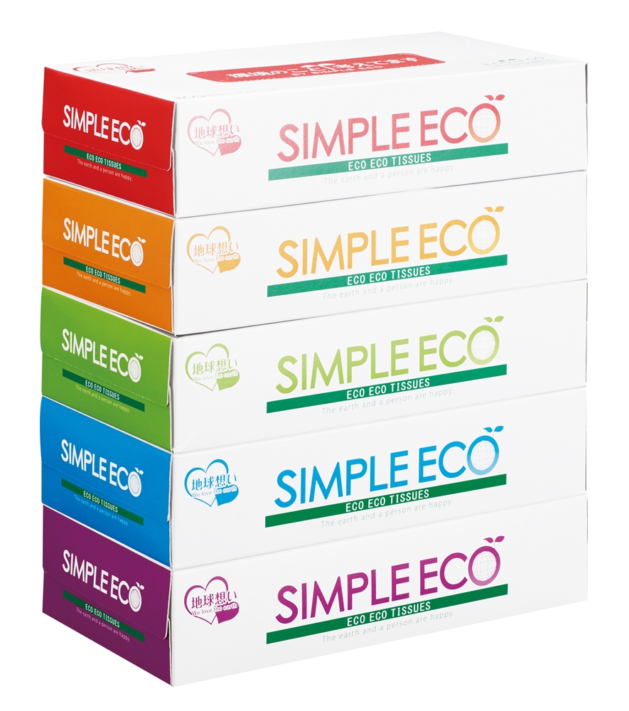 シンプルエコＢＯＸティッシュ１００Ｗ５個組