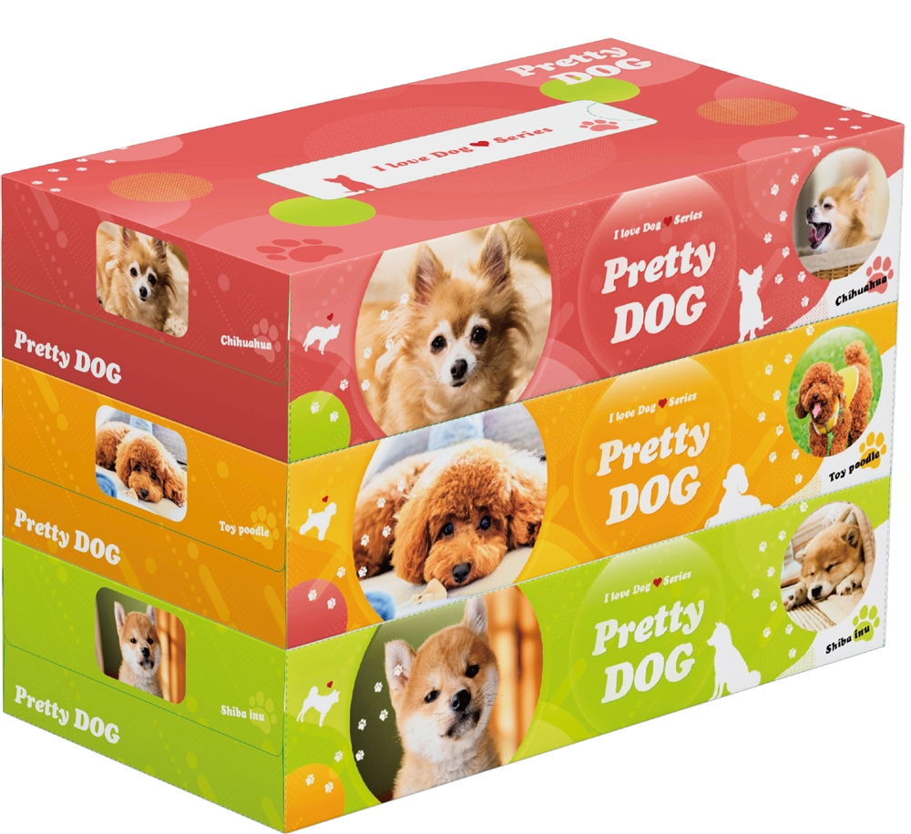 プリティドッグBOXティッシュ130Ｗ3個組