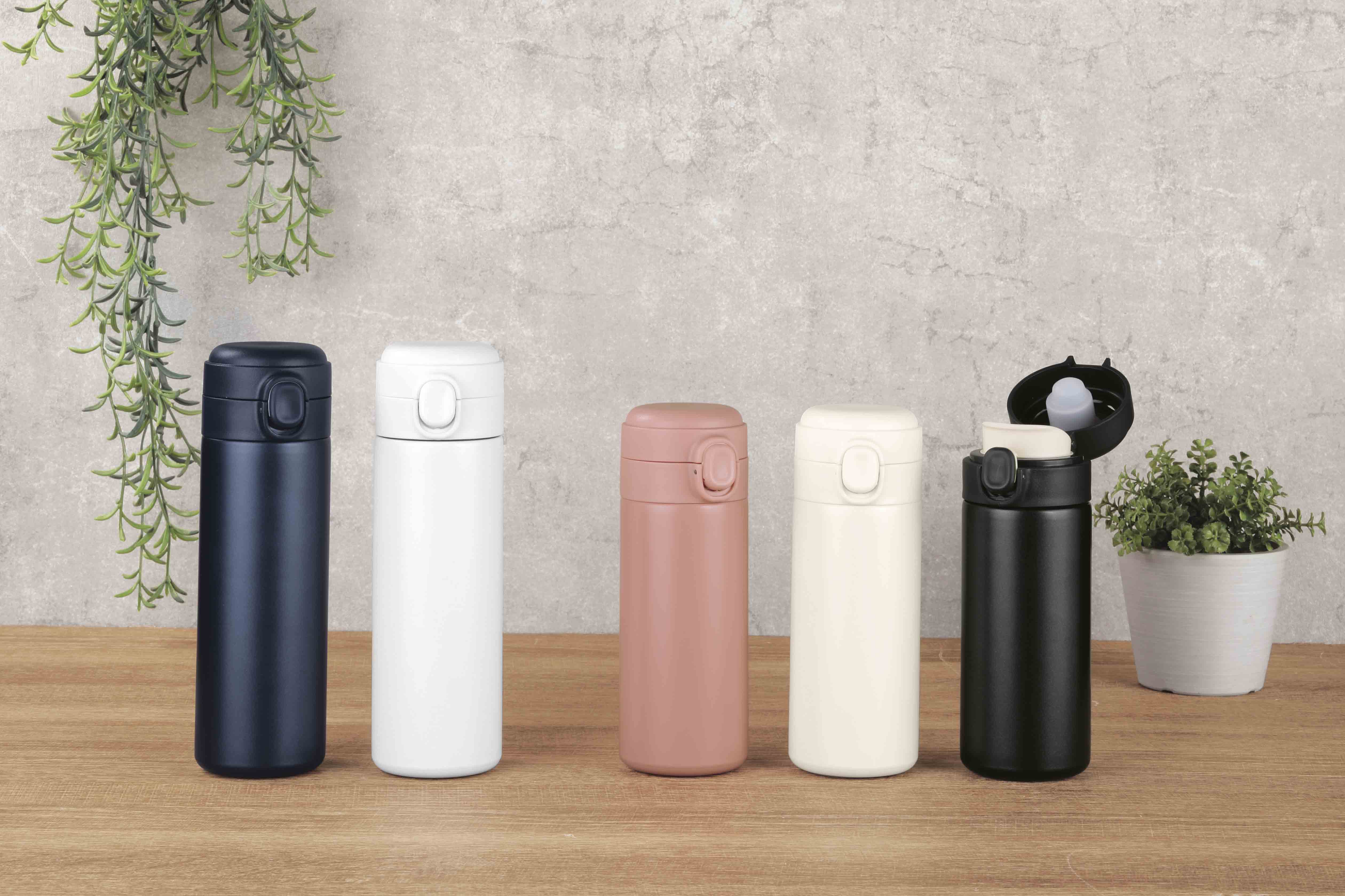 デイモ／ワンタッチ真空ステンレスボトル400ml　ネイビー