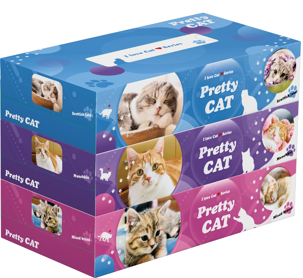 プリティキャットBOXティッシュ130Ｗ3個組