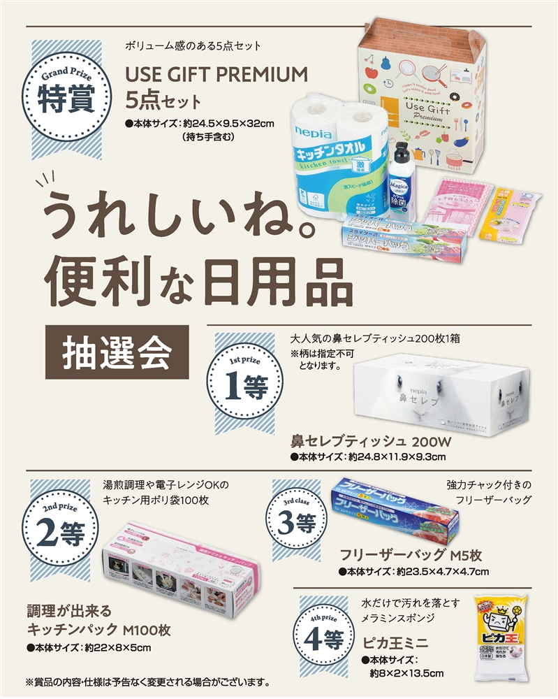 うれしいね。便利な日用品抽選会３０人用