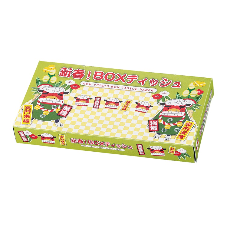 新春縁起BOXティッシュ40W 獅子舞