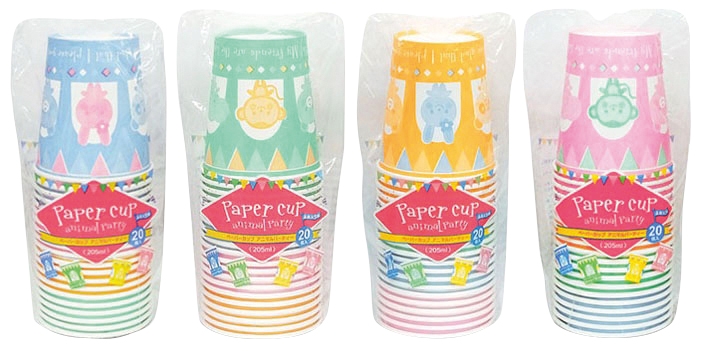 ペーパーカップ アニマルパーティー 205ml 20個