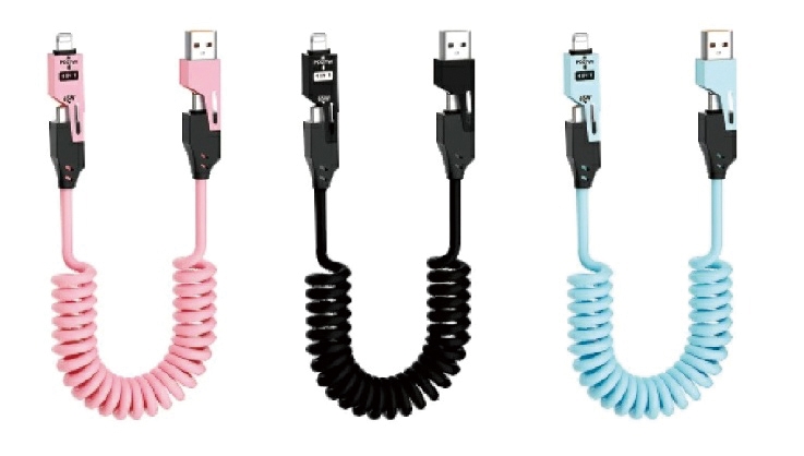 4in1 スプリング充電ケーブル1個