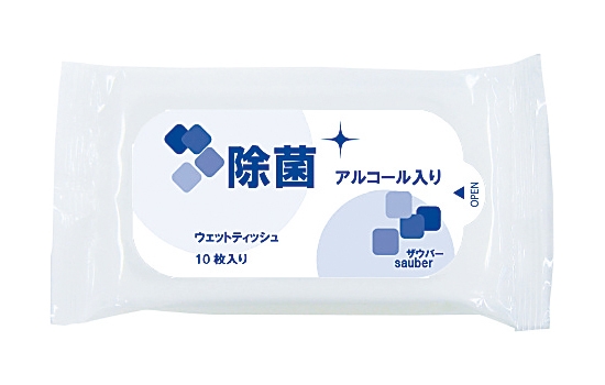 ザウバー除菌アルコール入りウエットティッシュ10枚