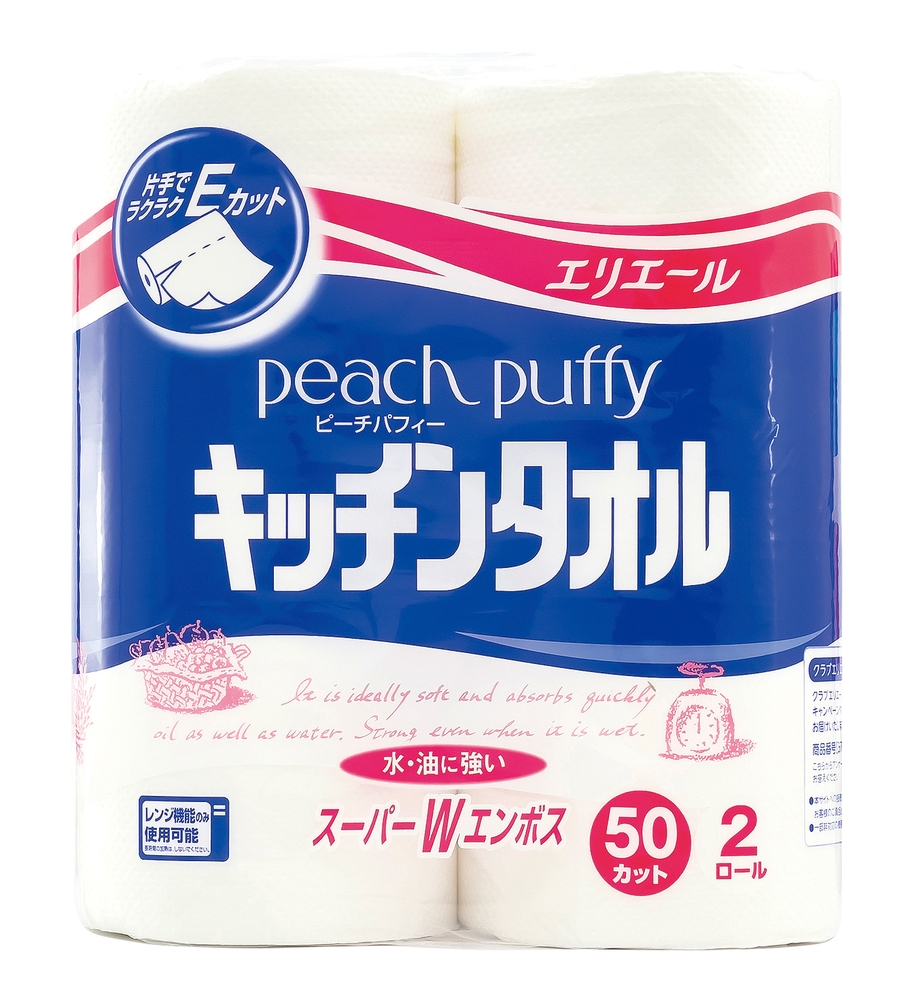 エリエールピーチパフィーキッチンタオル2ロール(50カット)