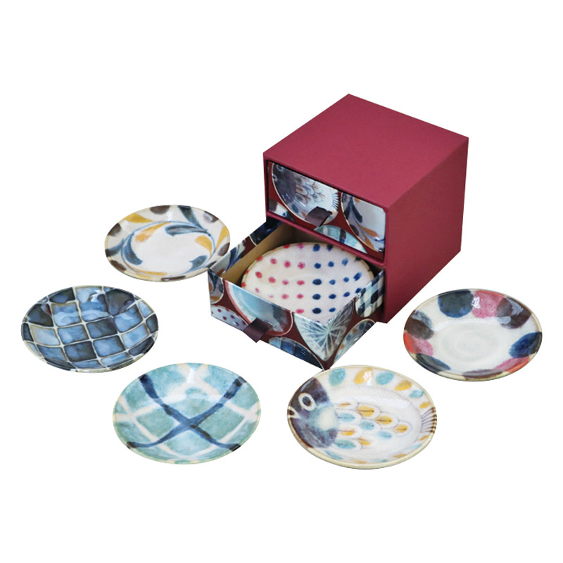 Brush Blue ブラッシュカラー 六種小皿揃（タンス箱入）