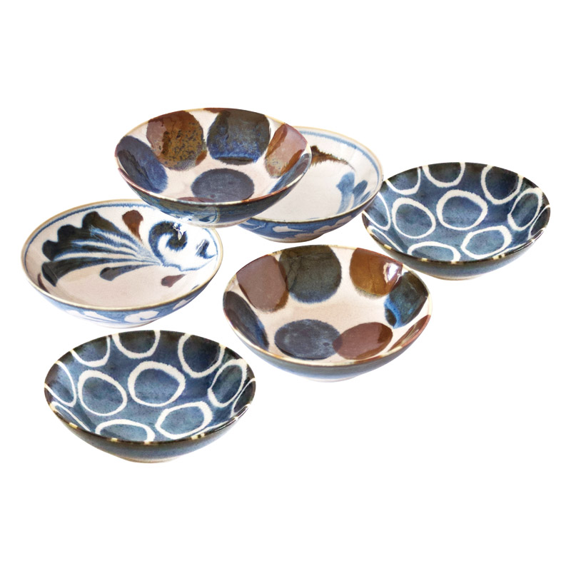 Brush Blue 筆青 スモールボウル6客揃