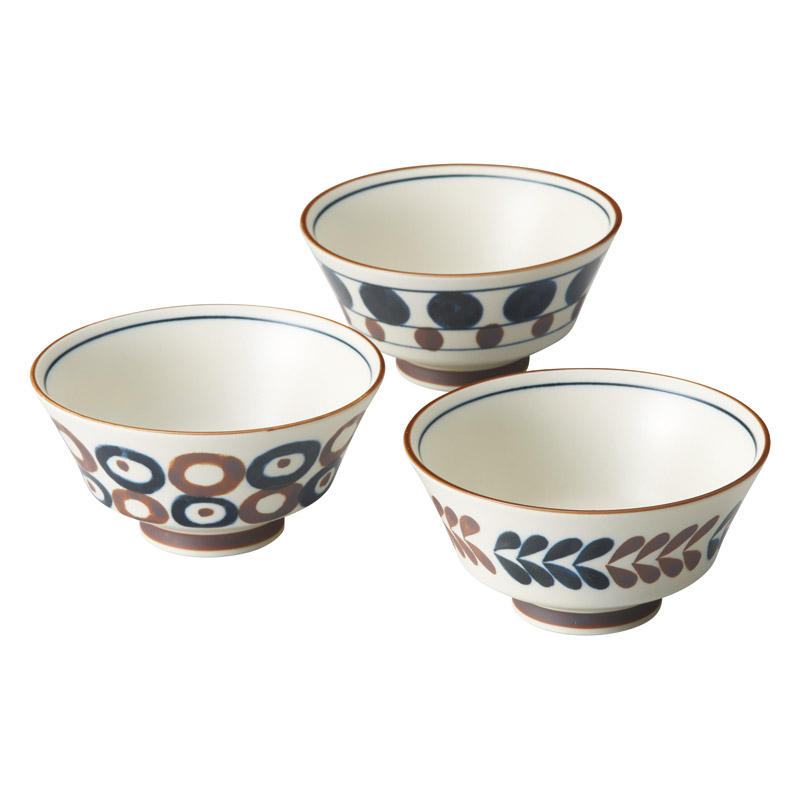レトロモダン ライスボウル3個組