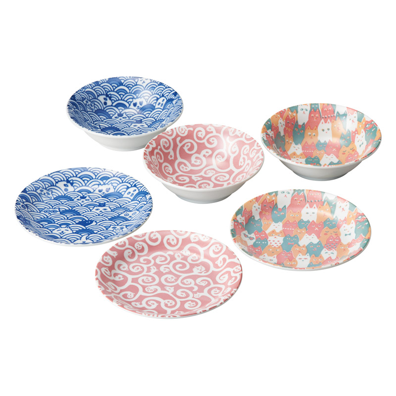 愛sayama ねこだらけ デザート皿&ボウル6Pセット