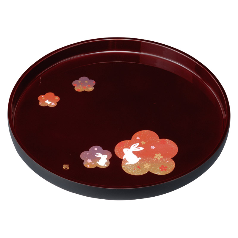 紀州塗 宴うさぎ 10.0丸盆