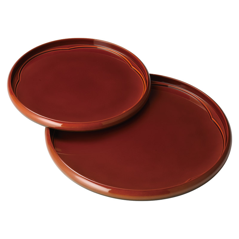 紀州塗 春慶梅型丸盆 二枚組