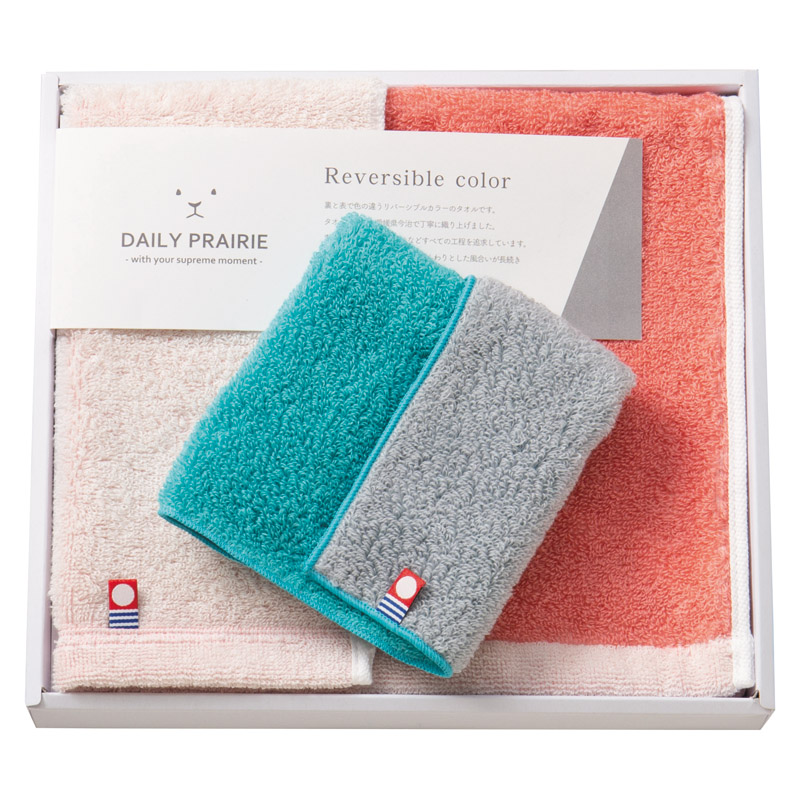 DAILYPRAIRIE リバーシブル フェイスタオル1P･タオルハンカチ1P
