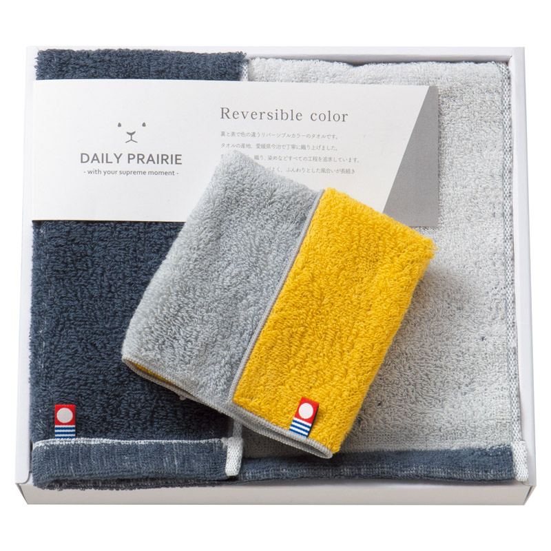 DAILYPRAIRIE リバーシブル ハーフバスタオル1P･タオルハンカチ1P