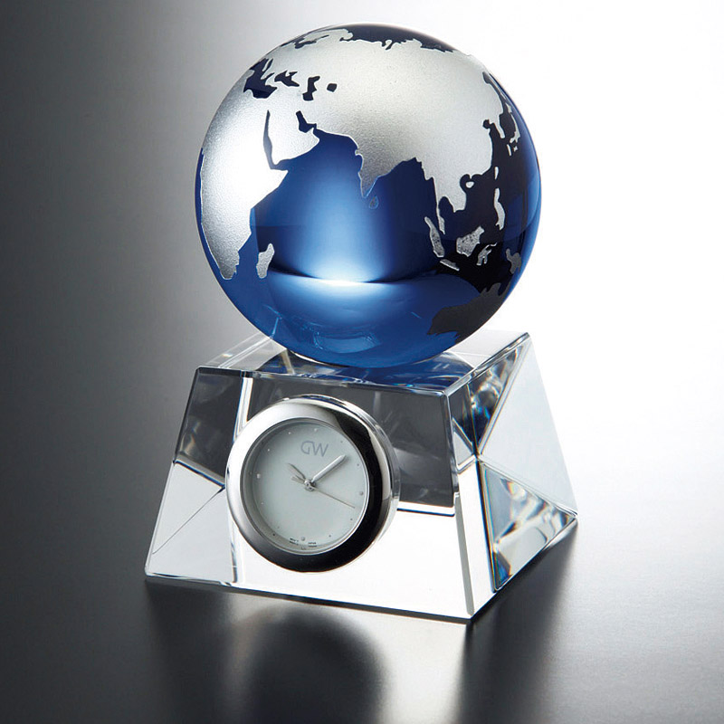グラスワークスナルミ ブルーアース デスククロック（S）