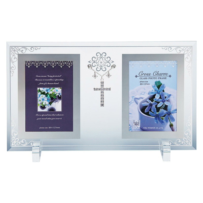 クロスチャームガラスフォトフレーム2W