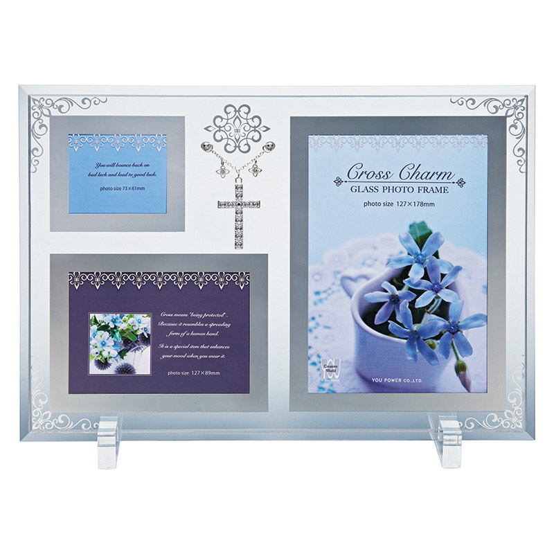 クロスチャームガラスフォトフレーム3W